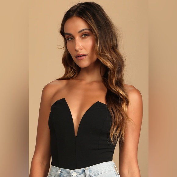 *24 HOUR SALE* Babe Alert Black Notched Strapless Bodysuit - Picture 5 of 7